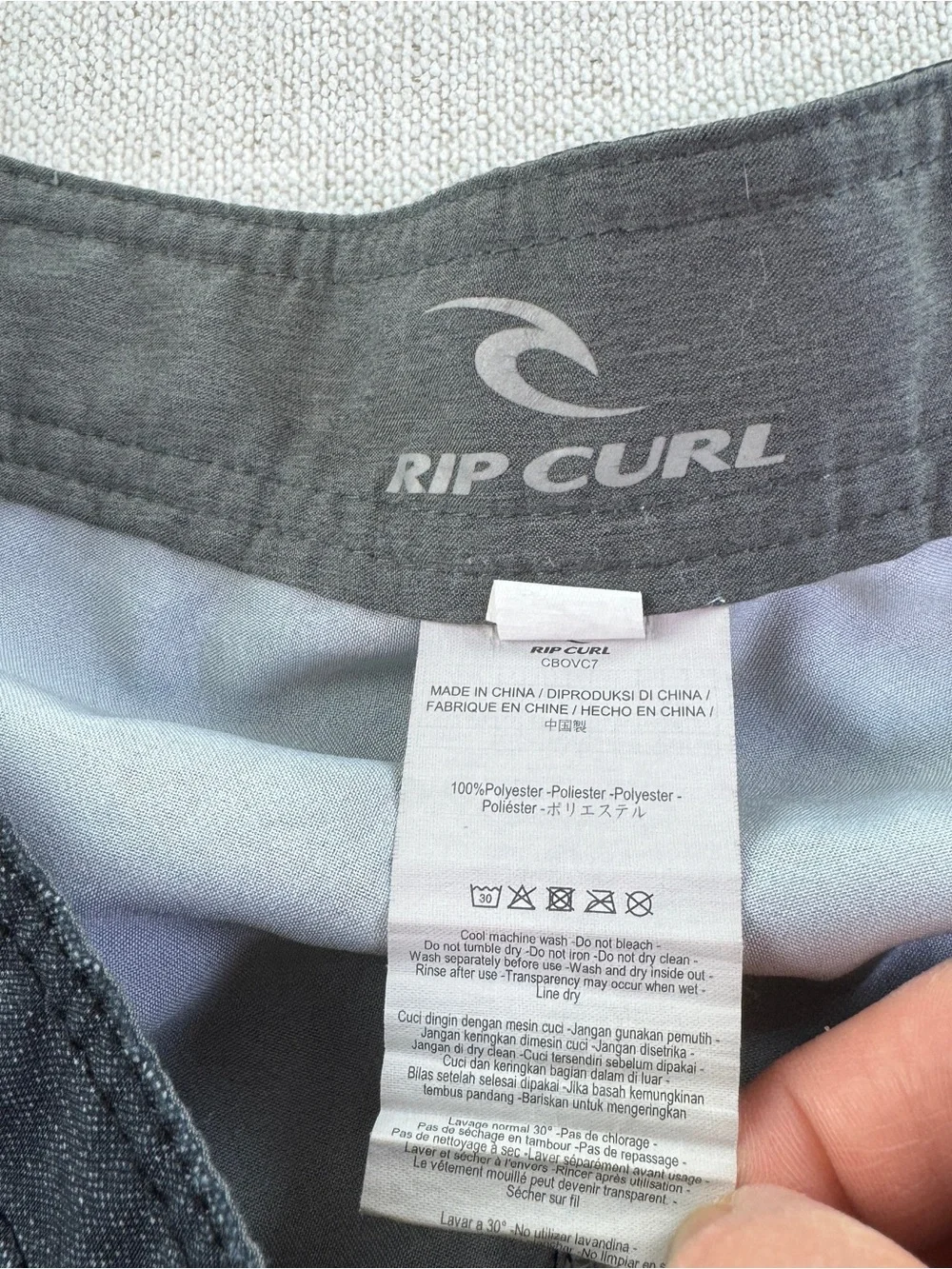 Rip‎ Curl Men's Palm-Print Swim Shorts in grey black size 32 side pocket